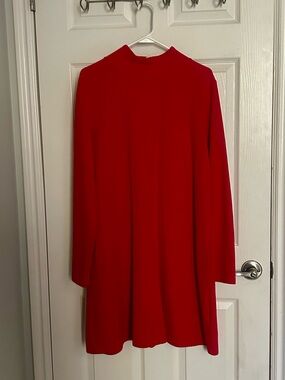 GAP Red Long-Sleeve A-Line Dress